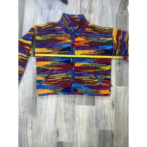 The Sweater Venture Hand Knit Striped Cardigan jacket sweater Women’s Size Large - Picture 7 of 9